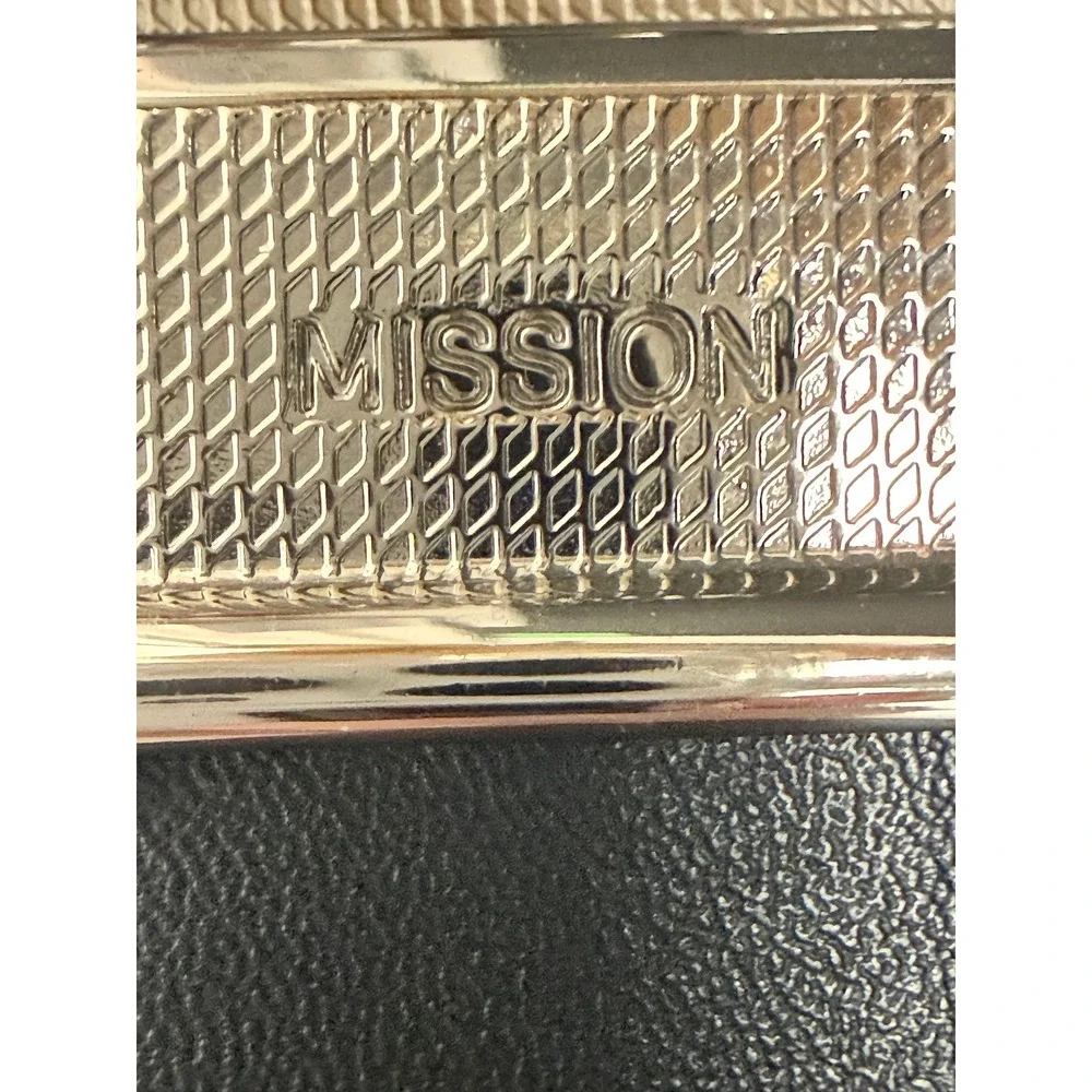 Mission Belt Mens Black Thick Leather Ratchet Belt Silver Buckle Slide No Holes
